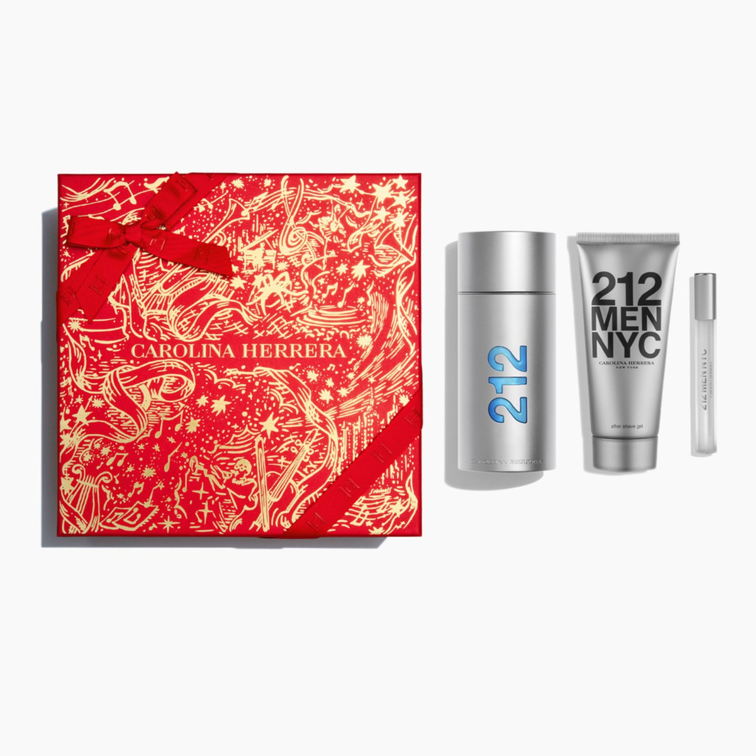 Kit Coffret Carolina Herrera 212 Men Eau de Toilette 100ml + Gel de Banho 100ml + Miniatura 10ml Kit