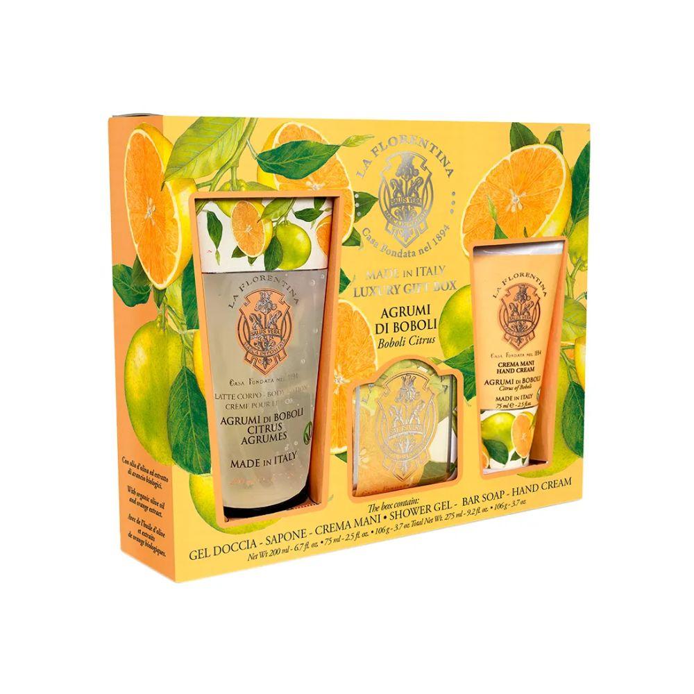 La Florentina Kit Big Ritual Boboli Citrus Creme para Mãos + Sabão em Barra + Gel de Banho