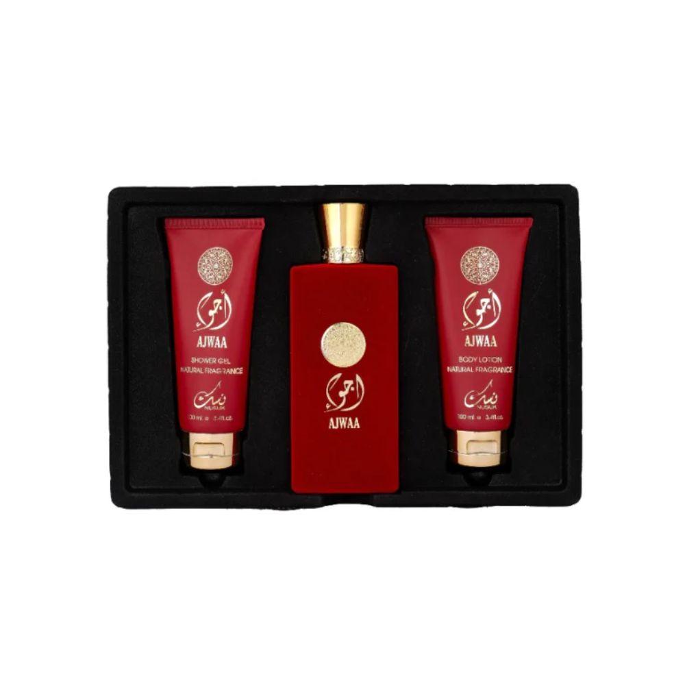 Nusuk Kit Ajwaa Red Eau de Parfum Unissex + Shower Gel + Body Lotion