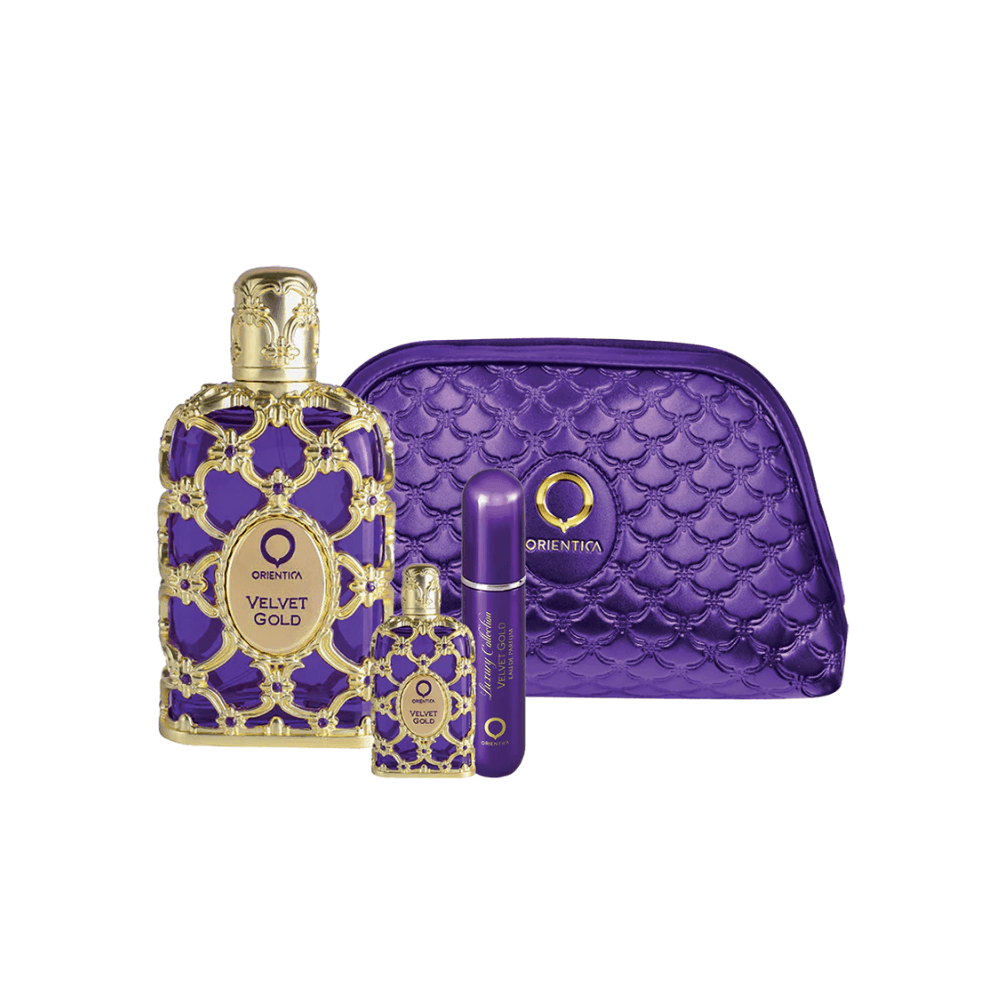 Orientica Kit Velvet Gold Eau de Parfum Feminino + Miniatura + Nécessaire + Atomizer