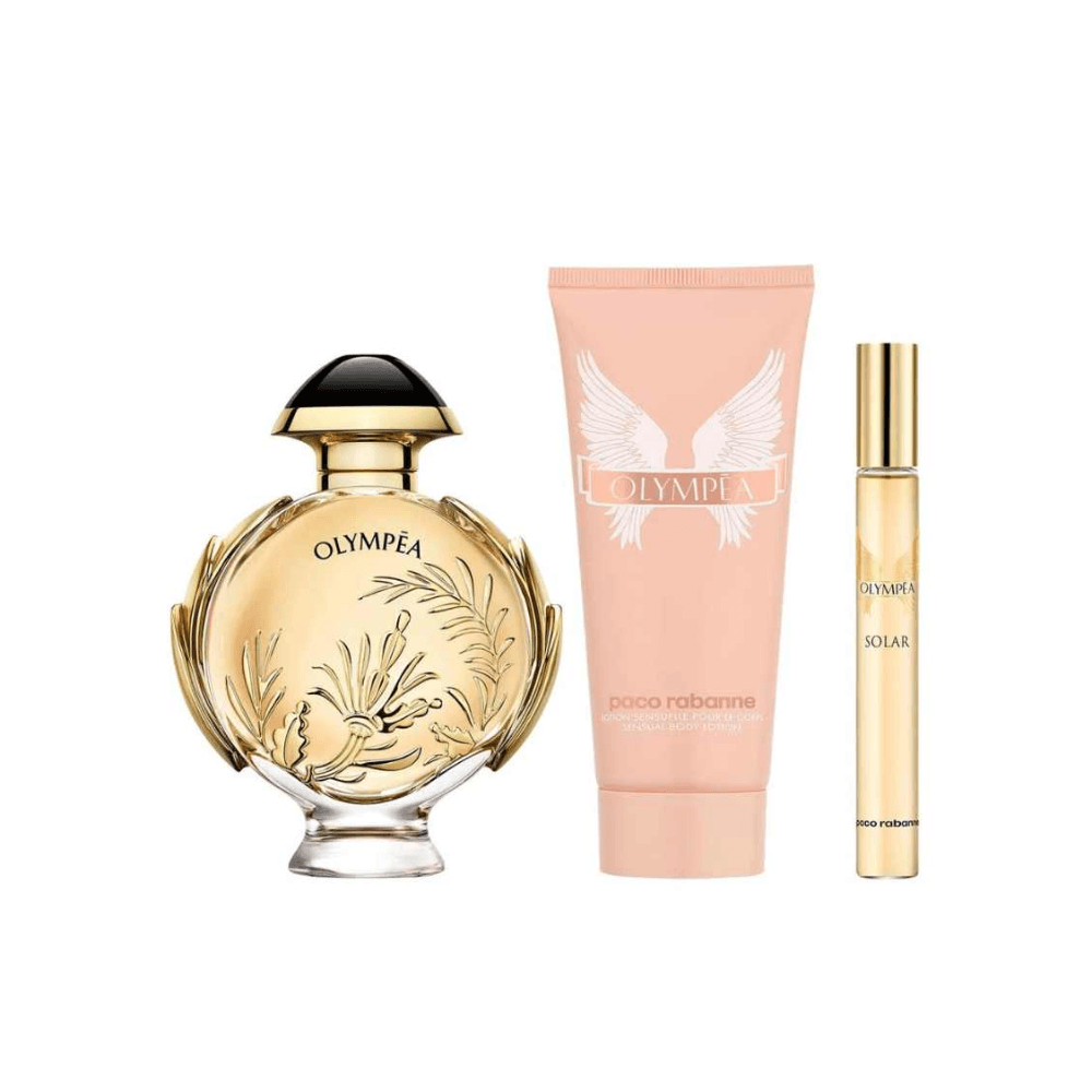 Paco Rabanne Coffret Olympea Solar Intense Eau de Parfum + Body Lotion + Travel Spray Feminino