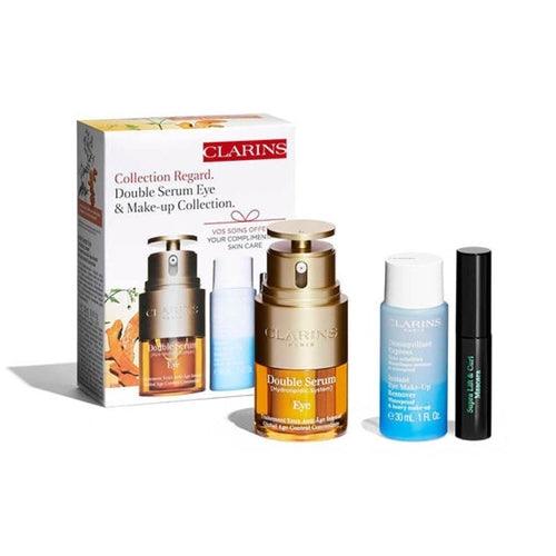Clarins Kit Double Serum Eye+Instant Eye Make Up Remover+Supra Lift&Curl Mascara