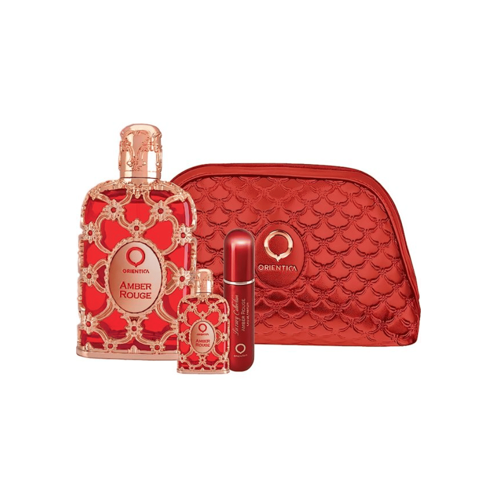 Orientica Kit Amber Rouge Eau de Parfum + Miniatura + Necessaire + Atomizador Feminino