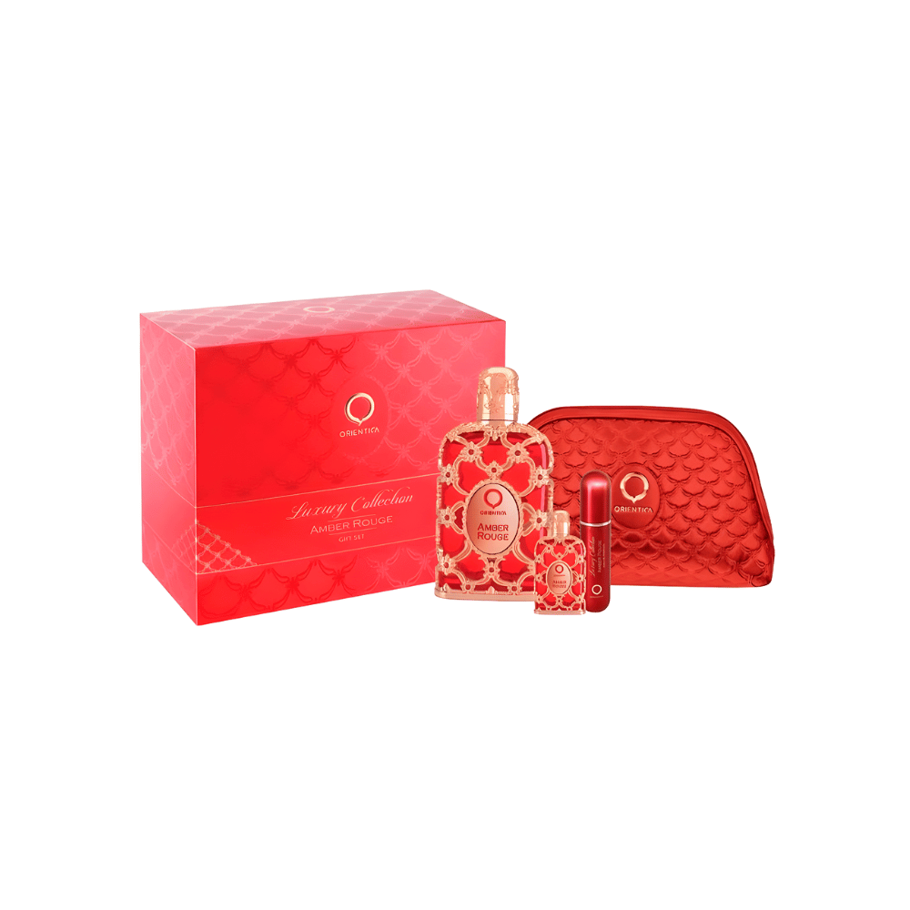 Orientica Kit Amber Rouge Eau de Parfum + Miniatura + Necessaire + Atomizador Feminino