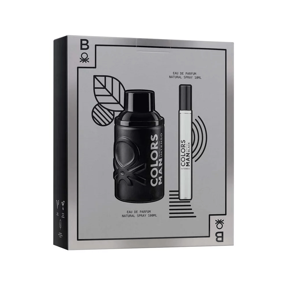 Coffret Benetton Kit Colors Black Intense Eau de Parfum Masculino + Travel Size