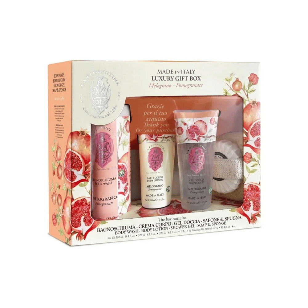 La Florentina Kit SPA Pomegranate Sabonete Líquido + Sabonete + Loção + Gel + Esponja