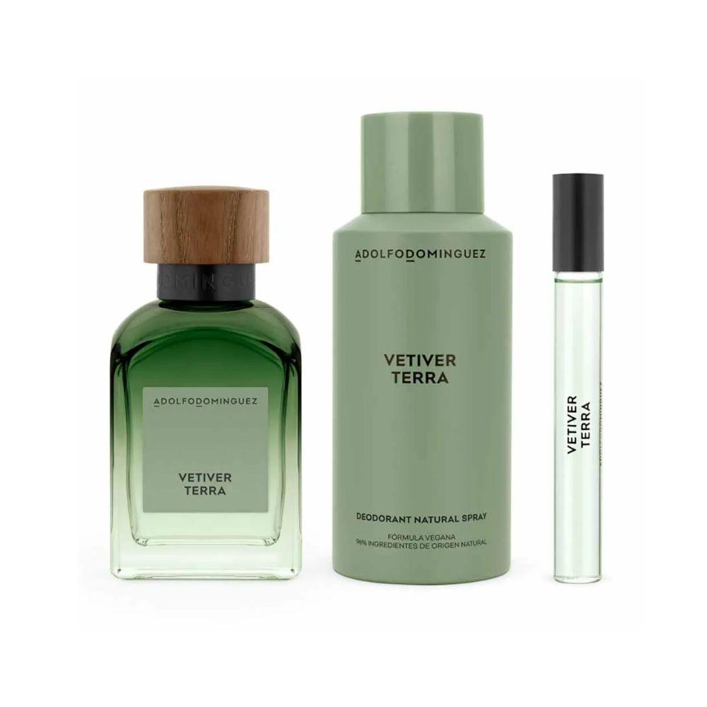 Adolfo Dominguez Kit Vetiver Terra Eau de Parfum Masculino + Desodorante + Travel