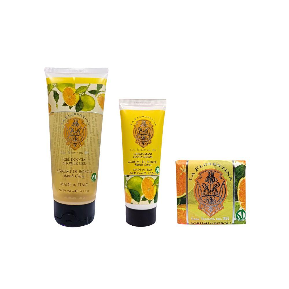 La Florentina Kit Big Ritual Boboli Citrus Creme para Mãos + Sabão em Barra + Gel de Banho