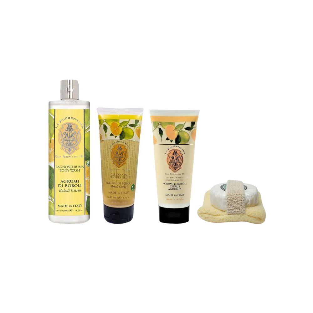 La Florentina Kit SPA Boboli Citrus Sabonete Líquido + Sabonete + Loção + Gel + Esponja