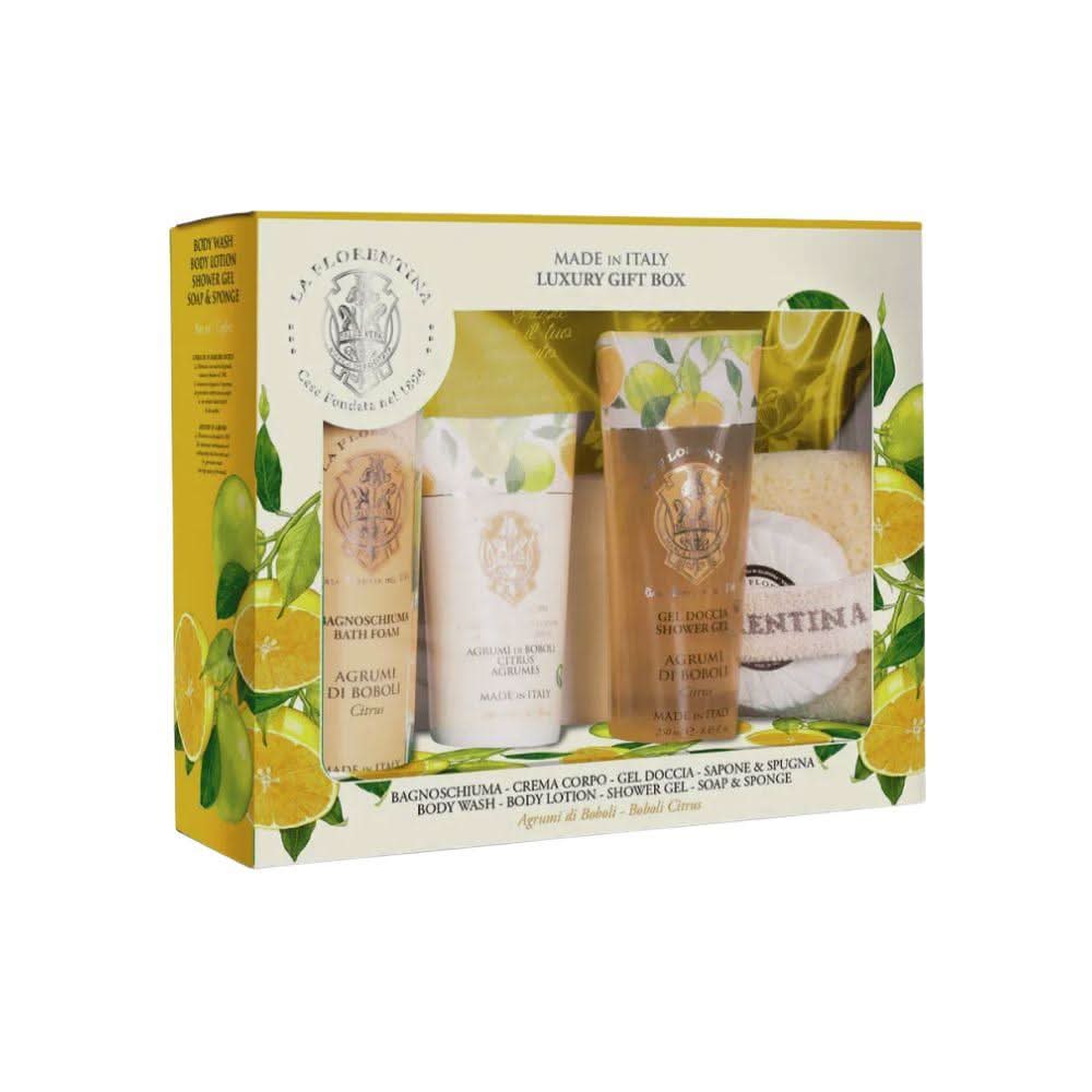 La Florentina Kit SPA Boboli Citrus Sabonete Líquido + Sabonete + Loção + Gel + Esponja