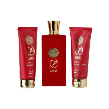 Nusuk Kit Ajwaa Red Eau de Parfum Unissex + Shower Gel + Body Lotion Imagem principal do produto