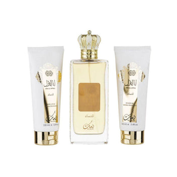 Nusuk Kit Ana Al Awwal Golden Eau de Parfum Feminino + Shower Gel + Body Lotion Imagem principal do produto