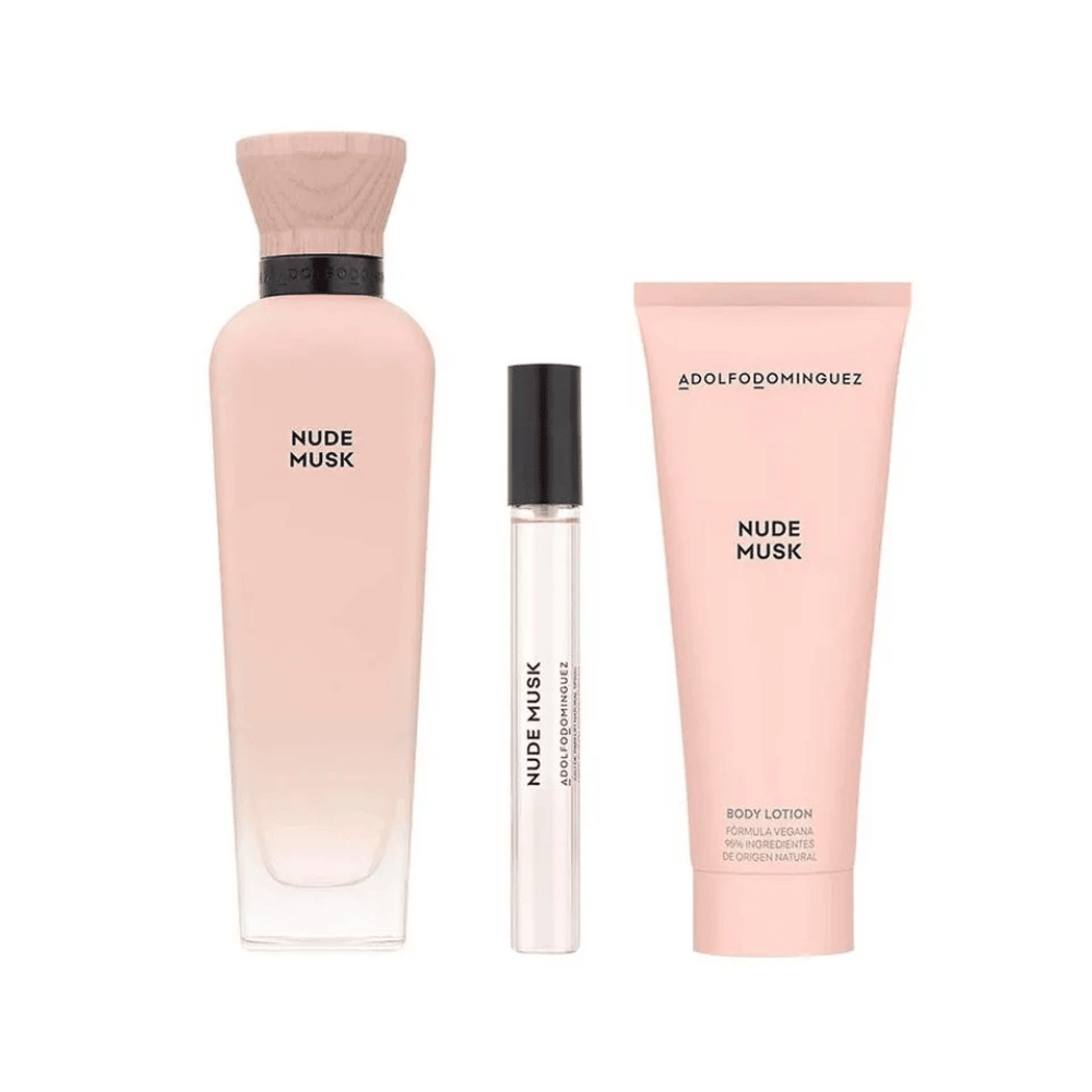 Coffret Adolfo Dominguez Kit Nude Musk Eau de Parfum Feminino + Travel Size + Body Lotion