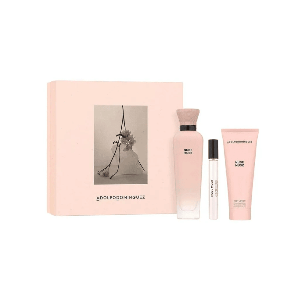 Coffret Adolfo Dominguez Kit Nude Musk Eau de Parfum Feminino + Travel Size + Body Lotion