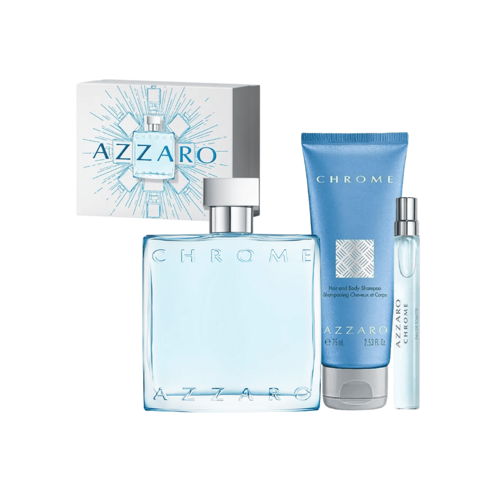 Azzaro Kit Chrome Eau de Toilette 100ml + Travel Size 10ml + Shower Gel 75ml Masculino