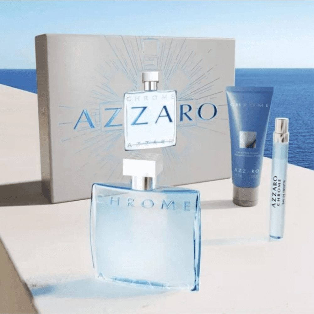 Azzaro Kit Chrome Eau de Toilette Masculino + Travel Size + Shower Gel