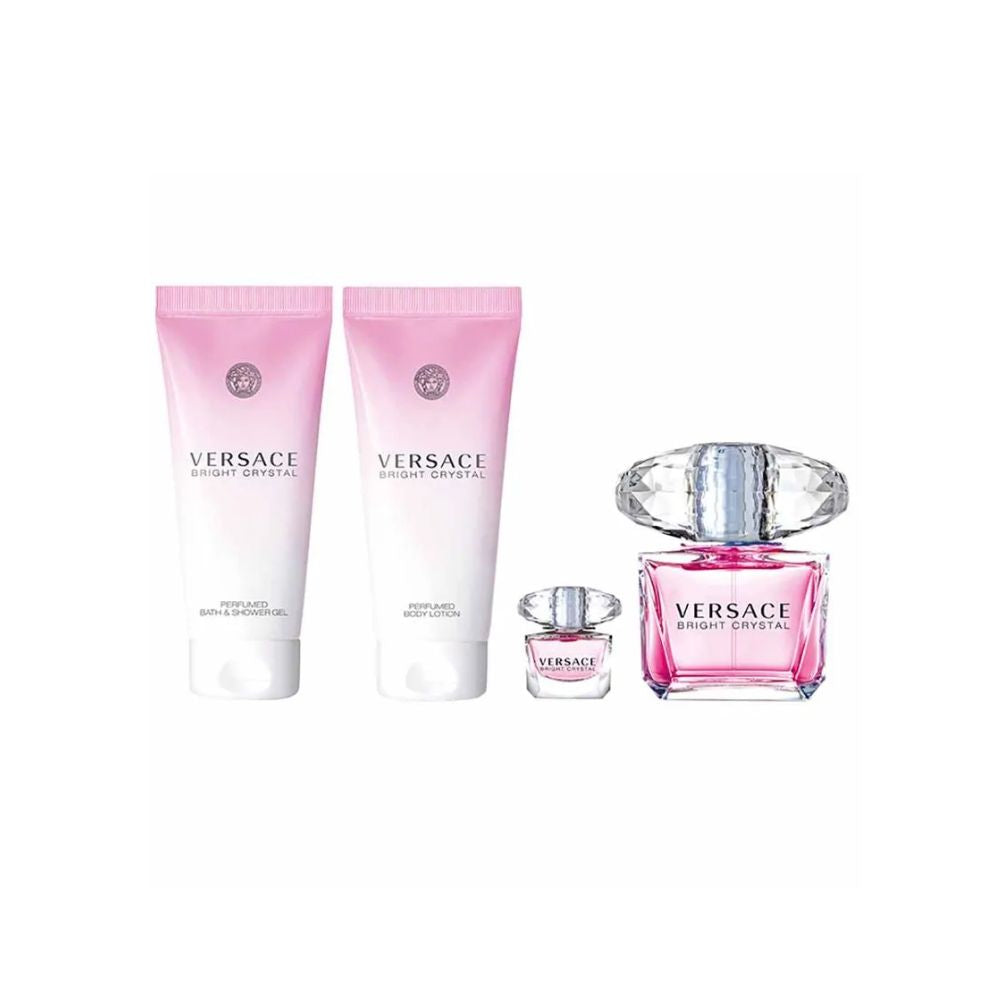 Versace Kit Bright Crystal Eau de Toilette Feminino + Shower Gel + Body Lotion + Miniatura