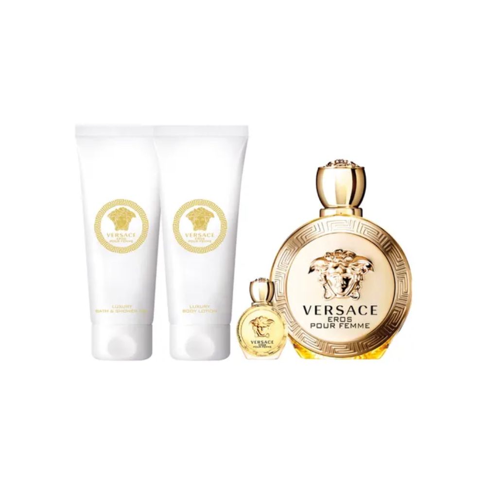 Versace Kit Eros Pour Femme Eau de Parfum Feminino + Body Lotion + Shower Gel + Miniatura