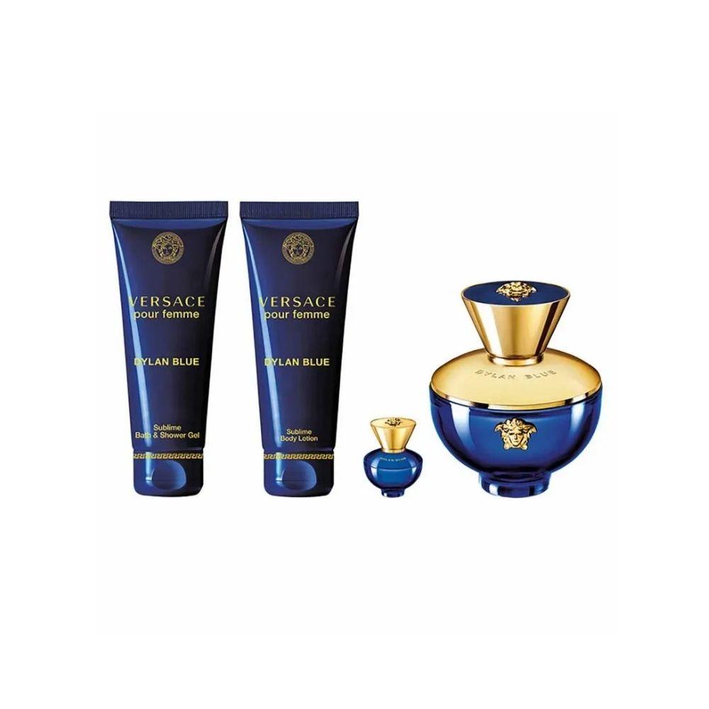 Versace Kit Dylan Blue Eau de Parfum Feminino + Body Lotion + Body Shower + Miniatura