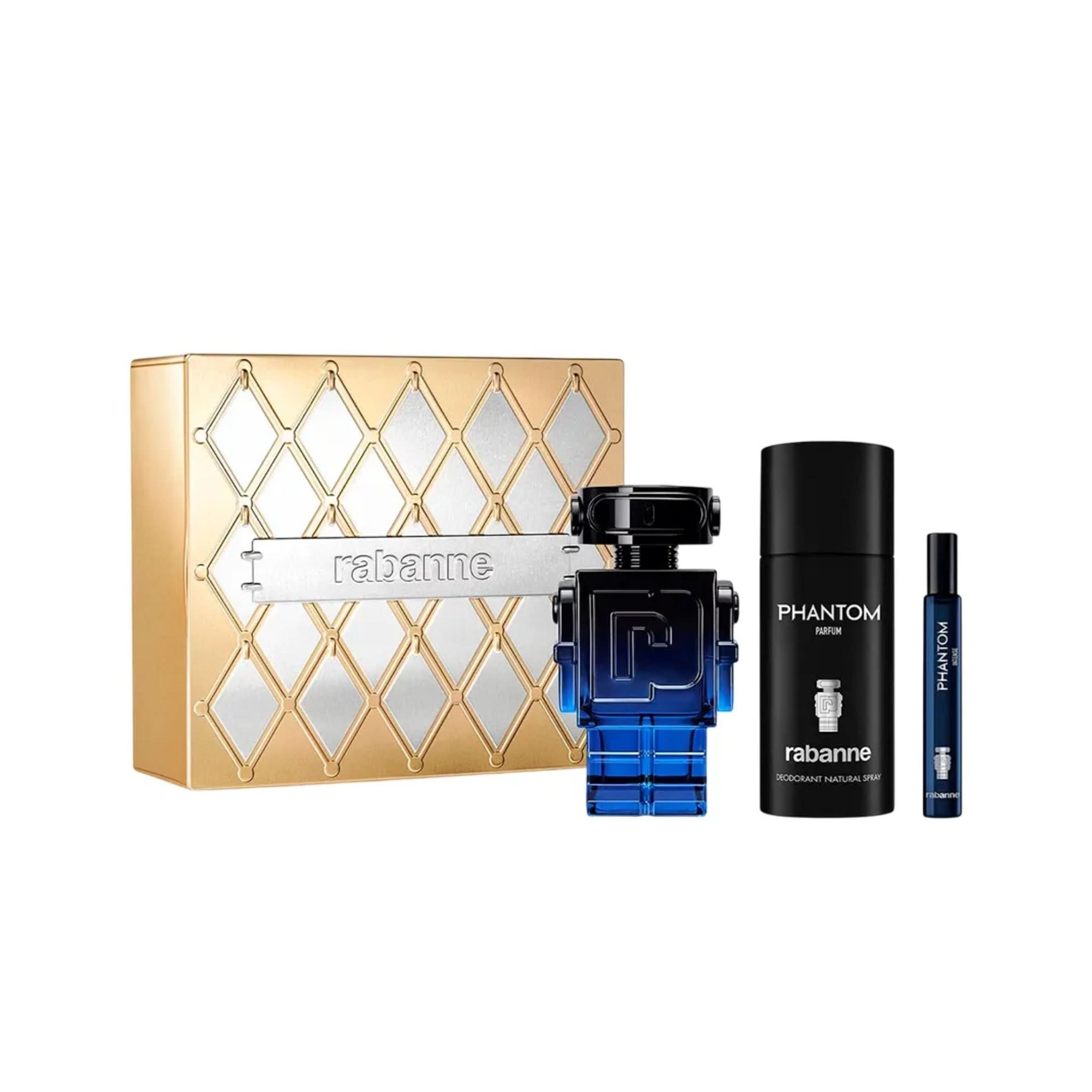 Kit Coffret Rabanne Phantom Masculino Intense Eau de Parfum 100ml + Deodorant 150ml + Tavel 10ml